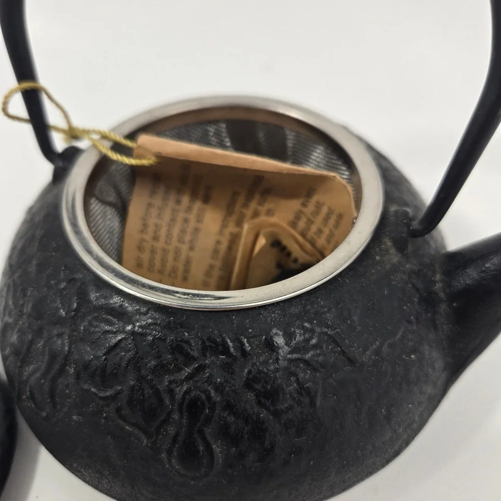 Vintage Kafuh Japanese Cast Iron Tetsubin Teapot Kettle with Infuser